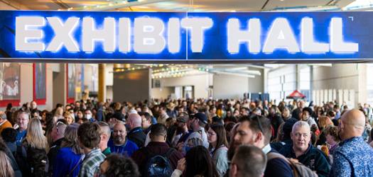 A crowd of educators eagerly await the opening of the exhibit hall at the TCEA Convention and Exposition.