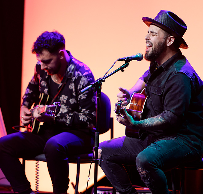 Local artists singing live in Austin, Texas.